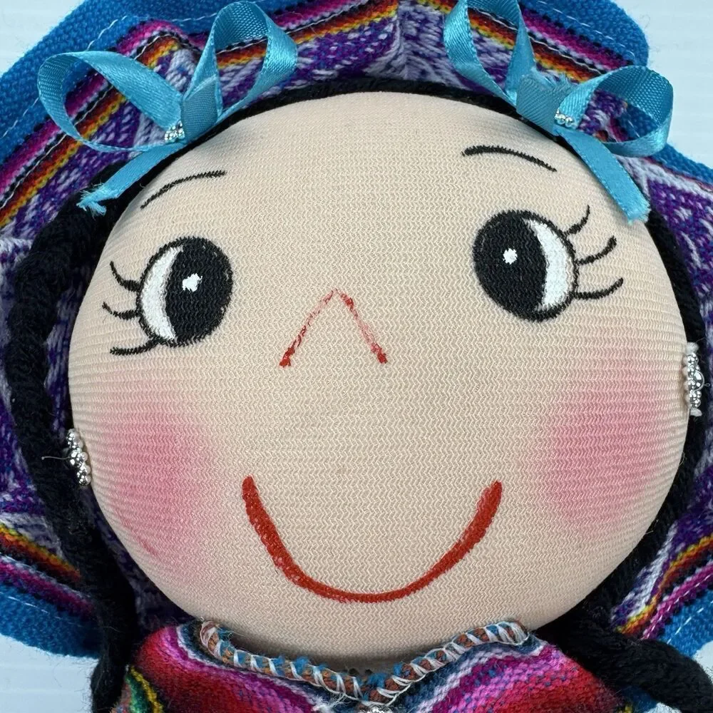Peruvian Andean Cloth Doll Handmade Folk Art Textile Girl Figure Peru